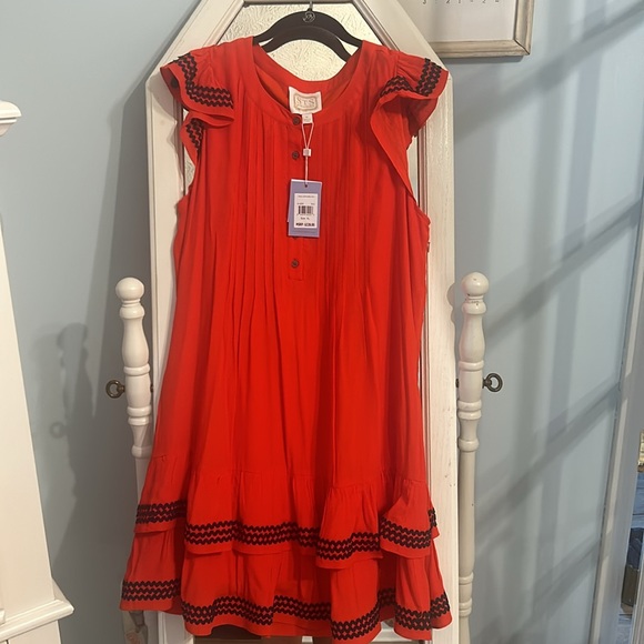 NWT Sail to Sable Red flutter sleeve Rick rack detail dress ❤️ - Picture 2 of 7
